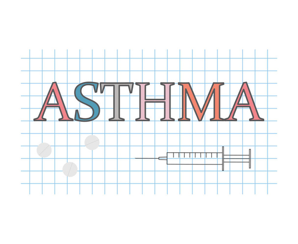 astma slovo o kostkované papíru list vektorové ilustrace - Vektor, obrázek