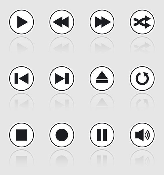 Media player buttons collection vector design elements - Vektor, kép
