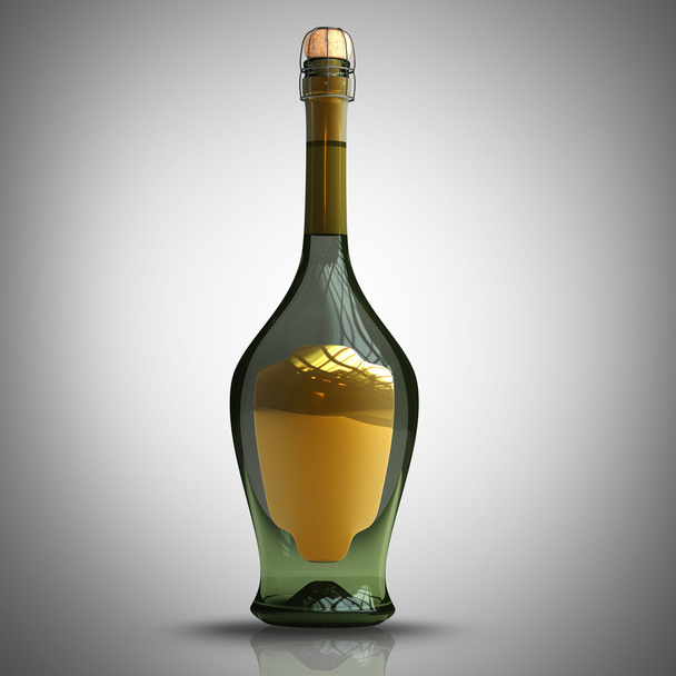 Bottles of champagne with empty label. - Valokuva, kuva