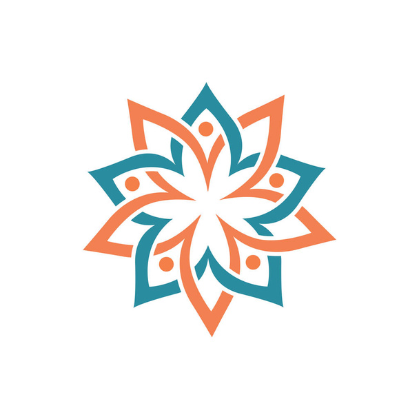 Ludzie koło kwiatowy element wektora logo. szablon logo kwiatowy - Wektor, obraz