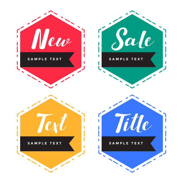 colorful sale banners in hexagon shape - Διάνυσμα, εικόνα