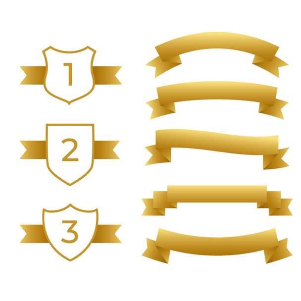cintas de oro y etiquetas conjunto
 - Vector, Imagen