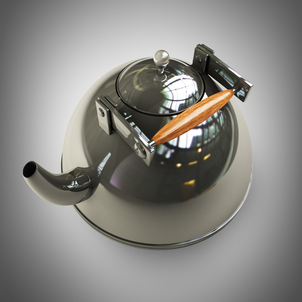 steel teapot. High resolution 3d render - Zdjęcie, obraz