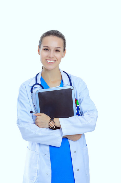 Beautiful young female with tablet computer. Woman doctors - Φωτογραφία, εικόνα