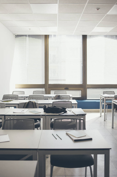 Furniture in empty high school classroom. - Foto, Imagen