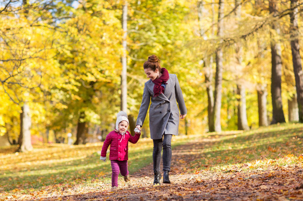 happy mother and little daughter at autumn park - Foto, immagini