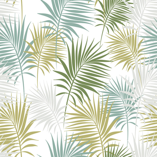 Seamless pattern with Palm Branches of different green tints. Summer vector illustration. - Vector, Image