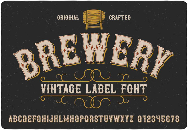 Вінтажний західний шрифт лейблу під назвою пивоварня. Хороший друк для будь-якого ретро-дизайну, як плакат, футболка, лейбл, логотип тощо
. - Вектор, зображення