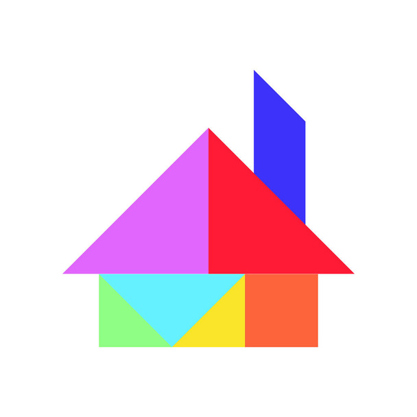 Цветовая головоломка в домашней форме на белом фоне (вектор
) - Вектор,изображение