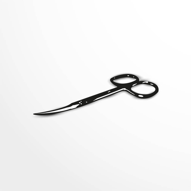 Nail scissors. Vector illustration in black and white. - Vetor, Imagem