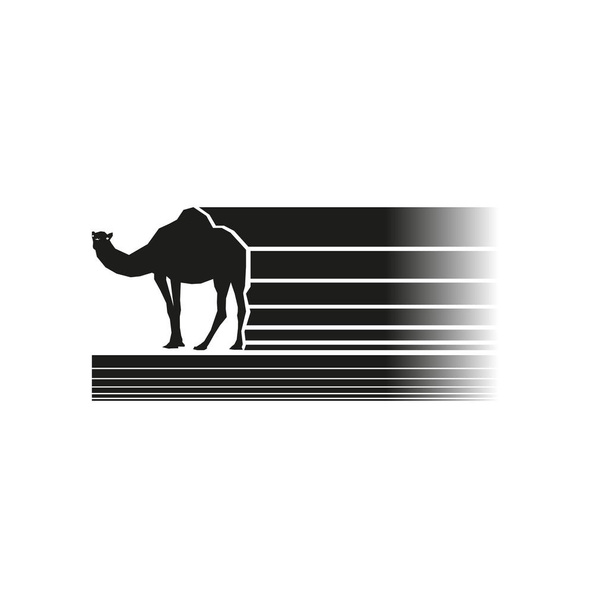 Black and white logo with a camel. Vector illustration. - Διάνυσμα, εικόνα