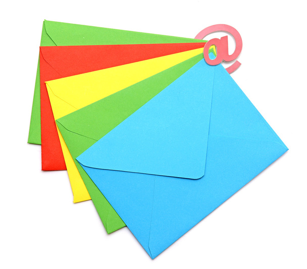 koncepcja reprezentujących e-mail, kolorowe koperty - Zdjęcie, obraz