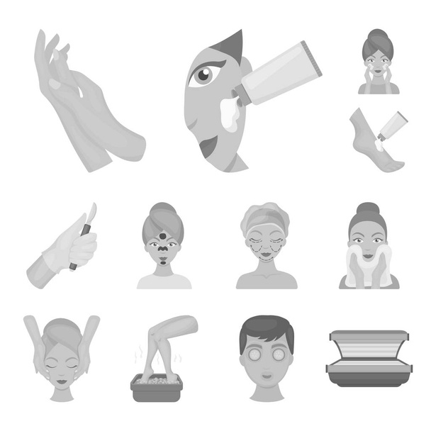 Skin care monochrome icons in set collection for design. Face and body vector symbol stock web illustration. - Wektor, obraz