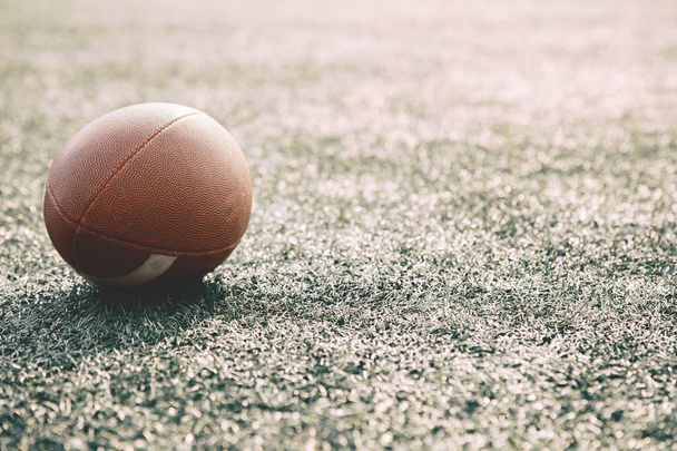 American football ball on the field  - Фото, зображення