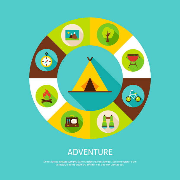 Concetto Adventure Camping
 - Vettoriali, immagini
