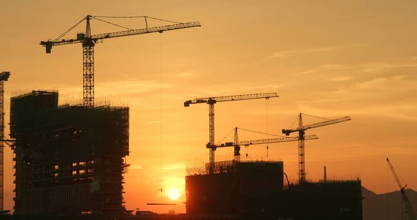 Construction site in the evening in city - Photo, Image