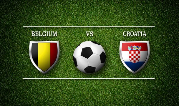 Расписание футбольных матчей, Бельгия - Хорватия, флаги стран и футбольный мяч - 3D рендеринг
 - Фото, изображение