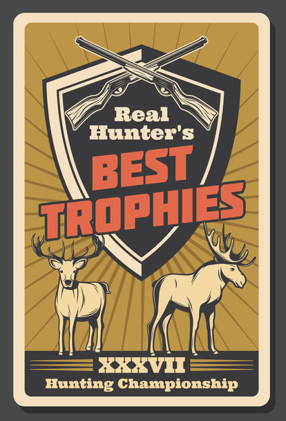 Plakat retro wektor Trophy hunter - Wektor, obraz