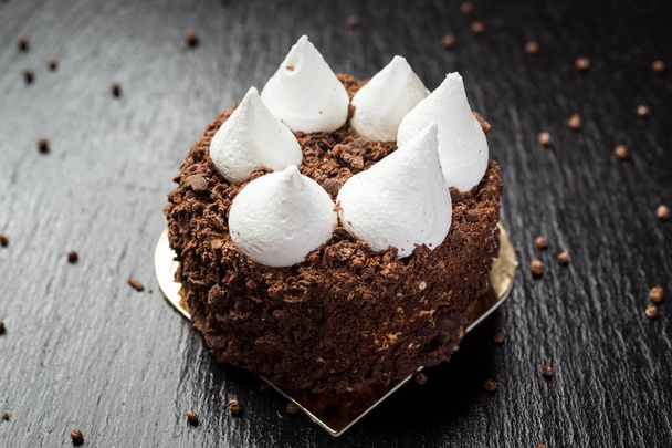 Chocolate truffle cake with bise - Фото, зображення