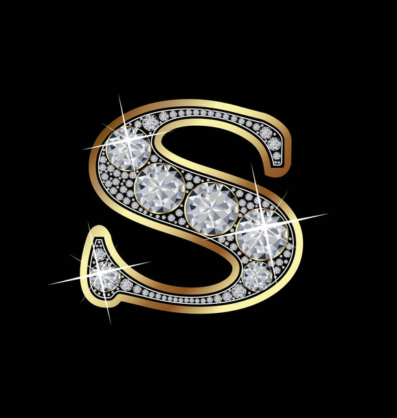 Letter S with diamonds vector - Vector, Image