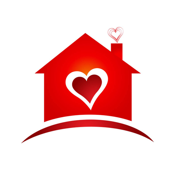 Casa de coração logotipo design criativo
 - Vetor, Imagem