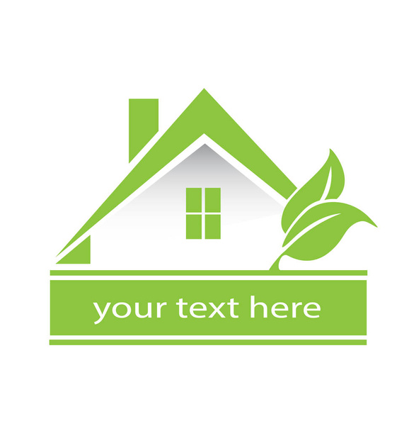 Logo Licht grünes Haus und Blätter - Vektor, Bild