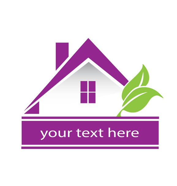 House real estate and leafs logo - Vector, afbeelding
