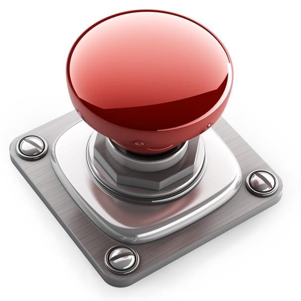 3d illustration of red button closeup - Zdjęcie, obraz