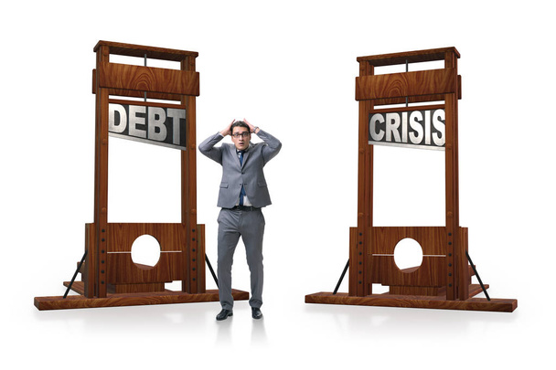 Бизнесмен в тяжелой долговой бизнес-концепции
 - Фото, изображение