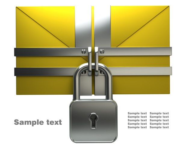 Yellow mail and lock - Photo, Image