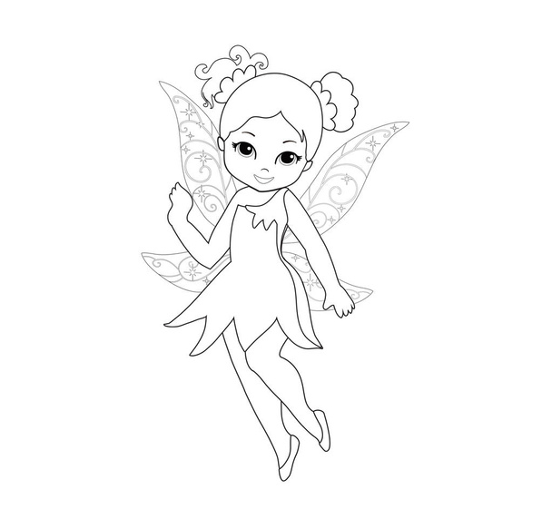 Coloring beautiful  fairy in flight Isolated on white background. Vector illustration isolated on white background. - Vector, Image