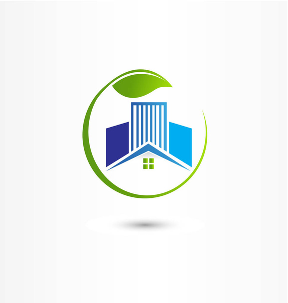 House and buildings energy efficient icon logo - Vector, Image