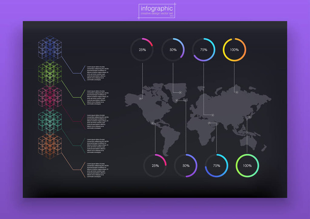 Colored infographic digital illustration. Dashboard theme creative infographic - Vettoriali, immagini