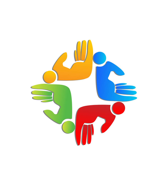 Ομαδική εργασία χέρι άτομα φιγούρες βοηθείας διάνυσμα λογότυπο - Διάνυσμα, εικόνα