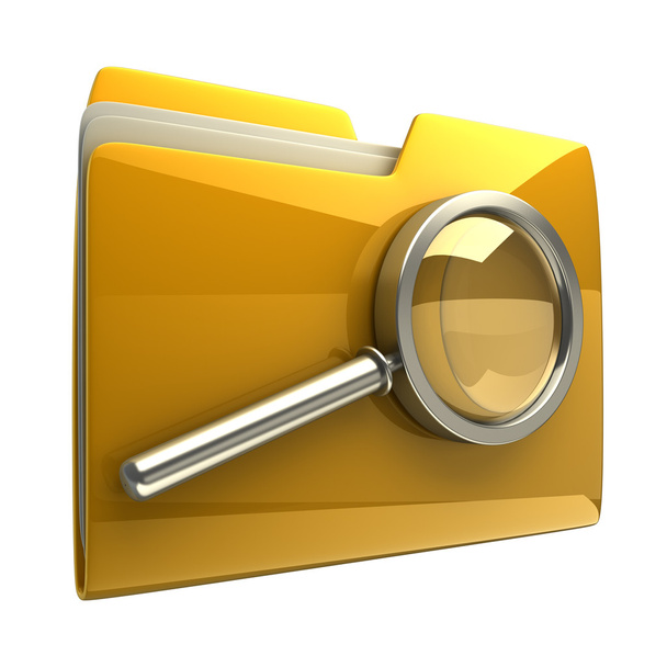 Folder and file search with magnifying glass. - Фото, изображение