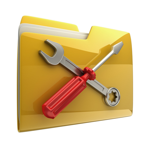 Yellow folder Screwdriver and Wrench icon - Foto, Bild