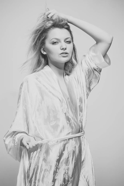 Young lady in dressing gown - Foto, Imagem