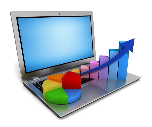 графік графіків ноутбука та бізнес-фінансів 3d ілюстрація
 - Фото, зображення
