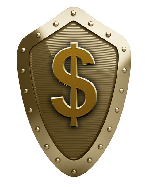 Gold shield with US dollar - Fotó, kép
