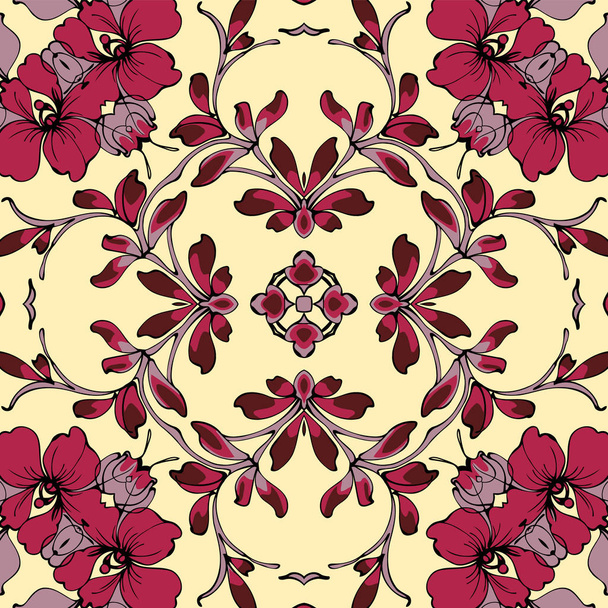 Vintage Abstract ornamental floral background. pattern. Vector traditionally folk art - Вектор,изображение