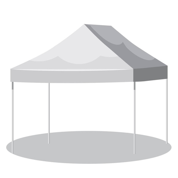 Beyaz gölgelik veya çadır, vektör çizim. Promosyon açık Canoby olay ticaret göstermek açılır çadır mobil Marquee. Mockup tasarım için. - Vektör, Görsel