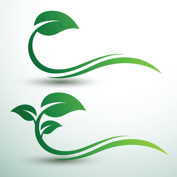 Ετικέτες πράσινο έννοια με φύλλα, εικονογράφηση διάνυσμα - Διάνυσμα, εικόνα