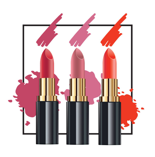 Kleur splash mode lippenstift verkoop banner - Vector, afbeelding