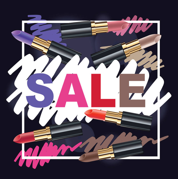 Color splash fashion lipstick sale banner - Вектор, зображення
