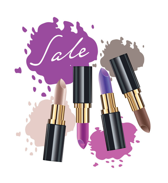 Color splash fashion lipstick sale banner - Vector, afbeelding