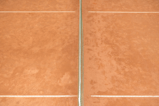 texture of brown tennis court with tennis net for game - Photo, Image