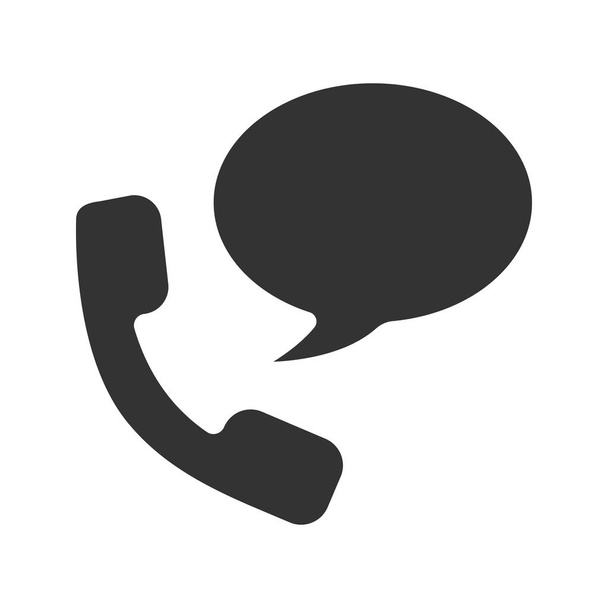 Телефон с иконкой логотипа пузыря речи. Горячая линия. Поддержка по телефону. Голосовое сообщение. Символ силуэта. Негативное пространство. Векторная изолированная иллюстрация
 - Вектор,изображение