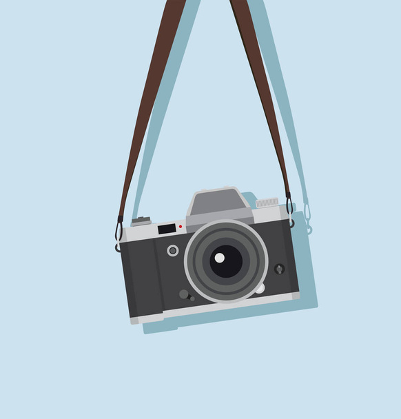 hanging vintage camera  in a flat style  - Διάνυσμα, εικόνα