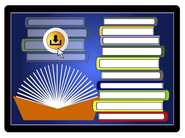 Digitaal leren met ebooks. Download van educatieve boeken uit de onlinebibliotheek - Foto, afbeelding