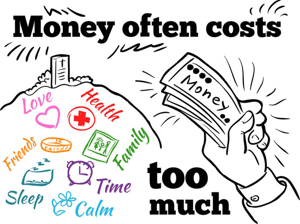 Vektorové ilustrace doodle peníze často stojí příliš mnoho - Vektor, obrázek